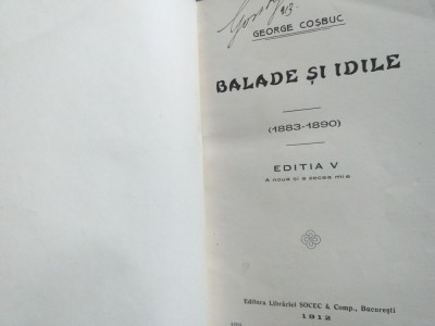 Balade si idile- Cosbuc 1912 foto