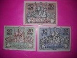 HOPCT BANCNOTA NOTGELD NR 109 - ABTENAU - SET 3 BUC -10 ,20 SI 50 HELLER 1920 -AUSTRIA-UNC