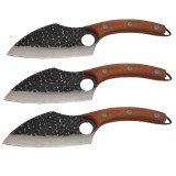 Cumpara ieftin Set trei cutite macelarie DEPOX&reg;, lucrate manual, 27 cm, otel inoxidabil, maner lemn, husa piele