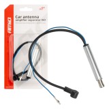 Amplificator semnal radio separator antena ISO AMiO, pentru sisteme audio auto, compatibil cu majoritatea vehiculelor, alimentare 12V/24V,