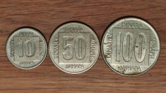 Iugoslavia - set de colectie istoric - 10 50 100 dinari / dinara 1988 / 1989 XF+