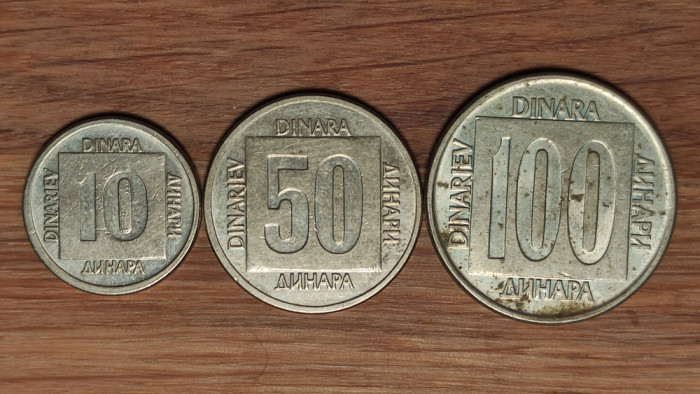Iugoslavia - set de colectie istoric - 10 50 100 dinari / dinara 1988 / 1989 XF+
