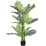 HOMCOM Plantă Artificială, palmier artificial, inclusiv ghiveci; 19,5 cm x 19,5 cm x 150 cm, Verde + Negru | Aosom Romania
