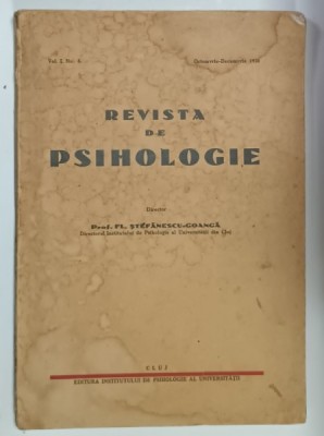 REVISTA DE PSIHOLOGIE , VOL. 1 , No. 4 ,OCTOMBRIE - DECEMBRIE , 1938 foto