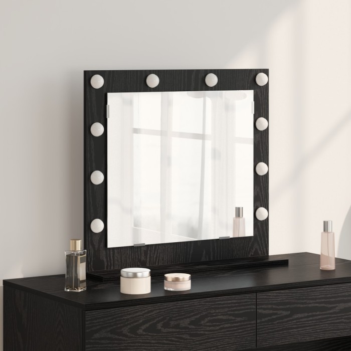 vidaXL Oglindă de toaletă cu oglindă Stejar Negru 60 x 55 x 18 cm 868286