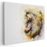 Tablou canvas portret leu acuarela alb, galben, negru 1192 Tablou canvas pe panza CU RAMA 70x100 cm