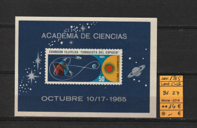 Timbre Cuba, 1965 | Expo Cucerirea Spaţiului, Havana - Cosmos | MNH, NDT | aph foto