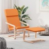 Scaun Relaxare vidaXL Galben Inchis Textil cu Taburet, Lemn Mesteacan, 59x82x98 cm, Confortabil, Husa Lavabila