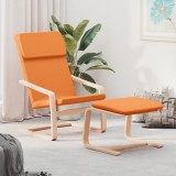 Scaun Relaxare vidaXL Galben Inchis Textil cu Taburet, Lemn Mesteacan, 59x82x98 cm, Confortabil, Husa Lavabila