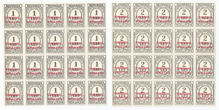 |Romania, LP XII.11/1931, Taxa de plata cu supr. TIMBRUL AVIATIEI, bloc 20, MNH