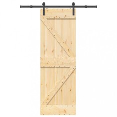 Ușă glisantă cu set de feronerie 70x210 cm, lemn masiv de pin foto
