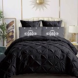Cumpara ieftin Lenjerie cu elastic 180x200 Crease Negru 6 Piese (Finet)