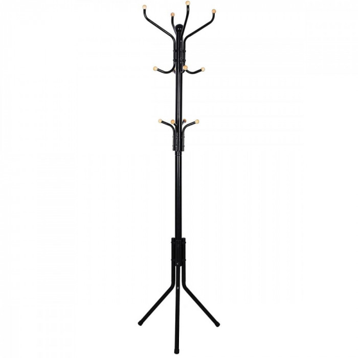 Cuier, Songmics, 12 carlige, metal, negru, 44x44x182 cm