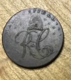 MNDSTR6 Anglia Half Penny anii 1700 VF