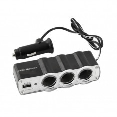 Adaptor auto pentru bricheta, USB, tensiune 12-24V, Esperanza, negru foto