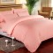 Lenjerie de pat matrimonial cu husa de perna dreptunghiulara, Elegance, damasc, dunga 1 cm 130 g/mp, Peach, bumbac 100%