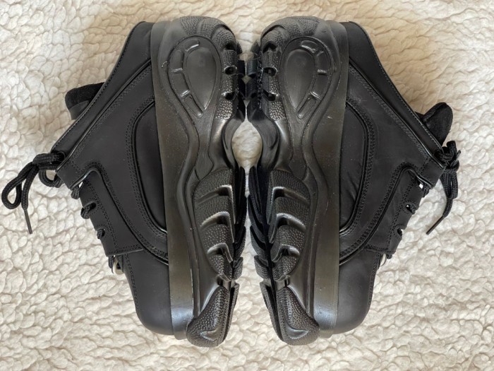 SABOTI NEGRI PLATFORMA DAMA BUFFALO TEXAS OIL PIELE PAPUCI SPORT FEMEI SLIP ON