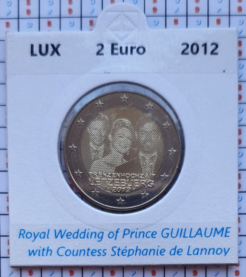 Luxembourg 2 euro 2012 UNC - Royal Wedding - km 120 cartonas personalizat D12901 foto