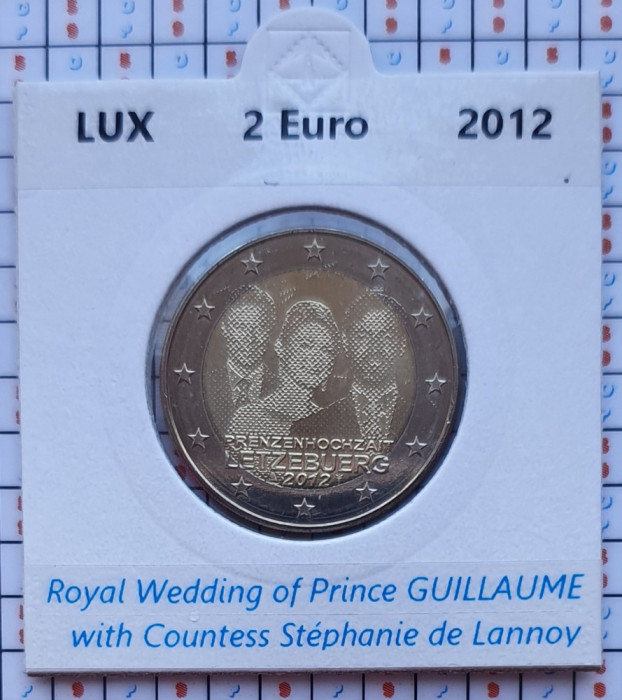 Luxembourg 2 euro 2012 UNC - Royal Wedding - km 120 cartonas personalizat D12901