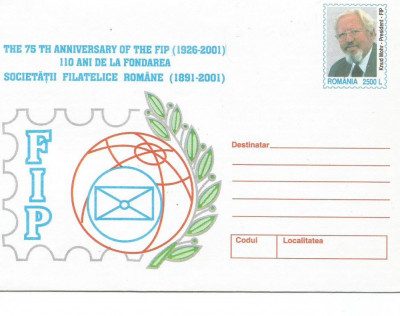 (B) plic -(cod 206/2001)-110 ani de la fondarea societatii filatelice Romane foto