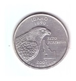 Moneda SUA 25 centi/quarter dollar 2007 D Idaho 1890, stare buna, curata, America de Nord, Cupru-Nichel