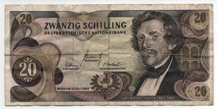 Bancnotă 20 Schilling - Austria, 1967