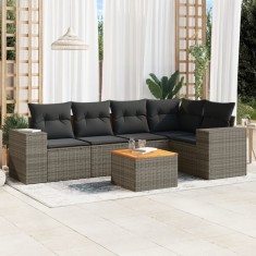 vidaXL Set mobilier grădină cu perne, 6 piese, gri, poliratan foto