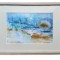 E154 Tablou, Peisaj de noiembrie, tehnici mixte hartie, inramat, 42x32cm Este plecat la Expozitie la Alba, Dupa 1 sept 2025 poate fi achizitionat
