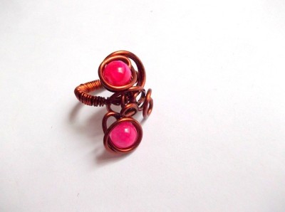 inel cupru agate fucsia 36498 foto