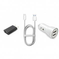 Cablu Usb + Alimentator priza + Incarcator USB dublu