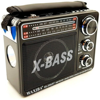 Radio portabil Waxiba XB-206URT, 3 benzi FM/AM/SW, cu lanterna LED si acumulator foto