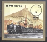 Korea 1984 Expo, Essen, Trains, imperf. sheet, used T.257, Stampilat