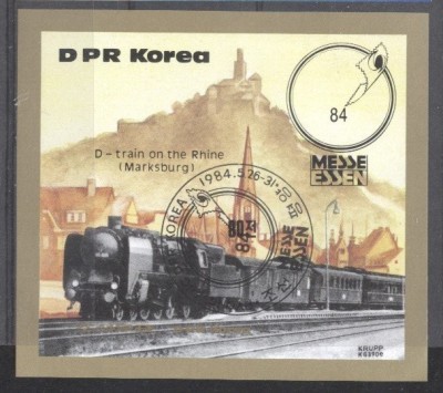 Korea 1984 Expo, Essen, Trains, imperf. sheet, used T.257 foto