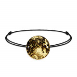 Full Moon - Bratara personalizata snur cu banut din argint 925 placat cu aur galben 24K Luna plina, Bijubox