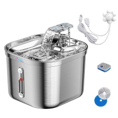 Dispenser Apa automat Sofia CONCEPT&reg;, Pentru Pisici si Caini, Otel Inoxidabil, 2,2 L, Silvery