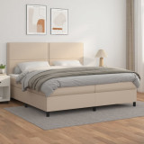 VidaXL Pat continental cu saltea, cappuccino, 200x200 cm, piele eco