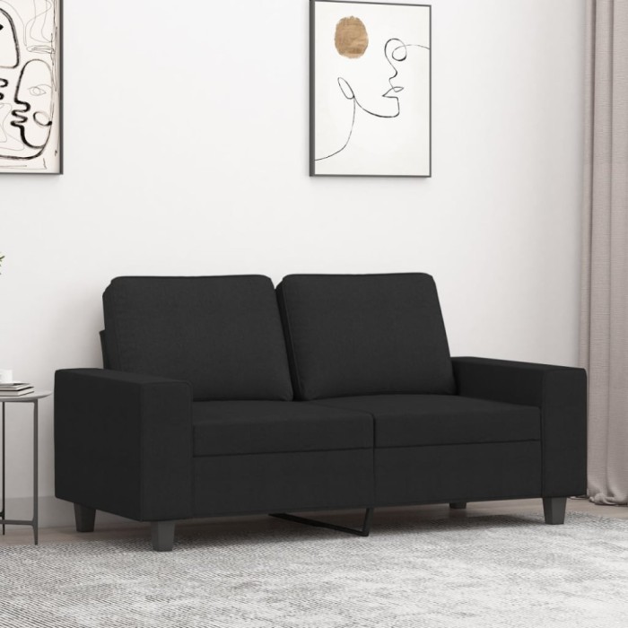 vidaXL Canapea cu 2 locuri, negru, 120 cm, material textil 359387