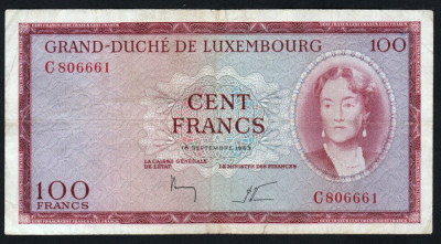 Luxemburg 100 Francs 1963 s806661 foto