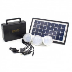 Kit de incarcare solara, 3 becuri LED, Functie Power Bank , GD-LITE foto