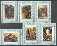 Ajman - Paintings, Religion, 6 mini perf.sheet, used AH.062