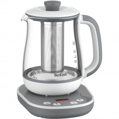 Fierbator cu filtru Tefal Tastea BJ551B10, 1.5 L, 8 trepte de temperatura, Ecran digital, Functie pastrare la cald, Gri/Alb