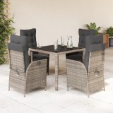 vidaXL Set mobilier de grădină cu perne, 5 piese, gri, poliratan 3213327