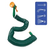 Furtun spiralat pentru udare si pistol, Verde,15 m, Oem