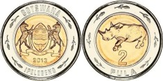Botswana 2013 - 2 pula, rinocer, UNC