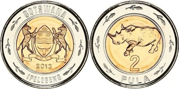 Botswana 2013 - 2 pula, rinocer, UNC