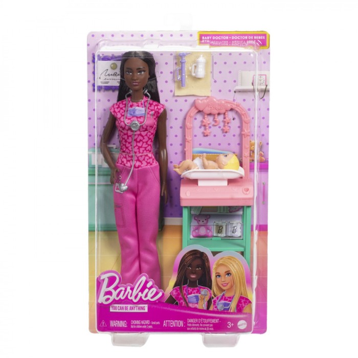 BARBIE SET DE JOACA PAPUSA BARBIE BRUNETA FACE CARIERA PEDIATRU SuperHeroes ToysZone
