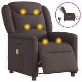 vidaXL Fotoliu electric de masaj rabatabil, maro &icirc;nchis, textil