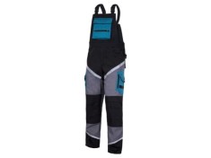 Salopetă de lucru XXL LAHTI PRO negru-gri-turcoaz cu reflectorizant L4060205