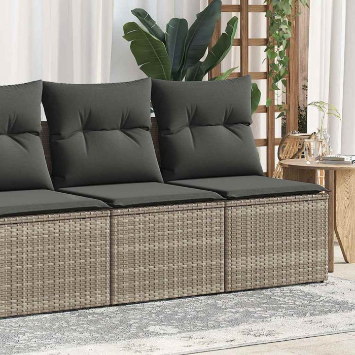 Gossi set canapea de gradina cu perne, 4 piese, gri, poliratan