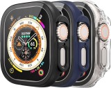 Set de 3 huse Mugust, compatibile cu Apple Watch Ultra 49 mm, negru/transparent/albastru